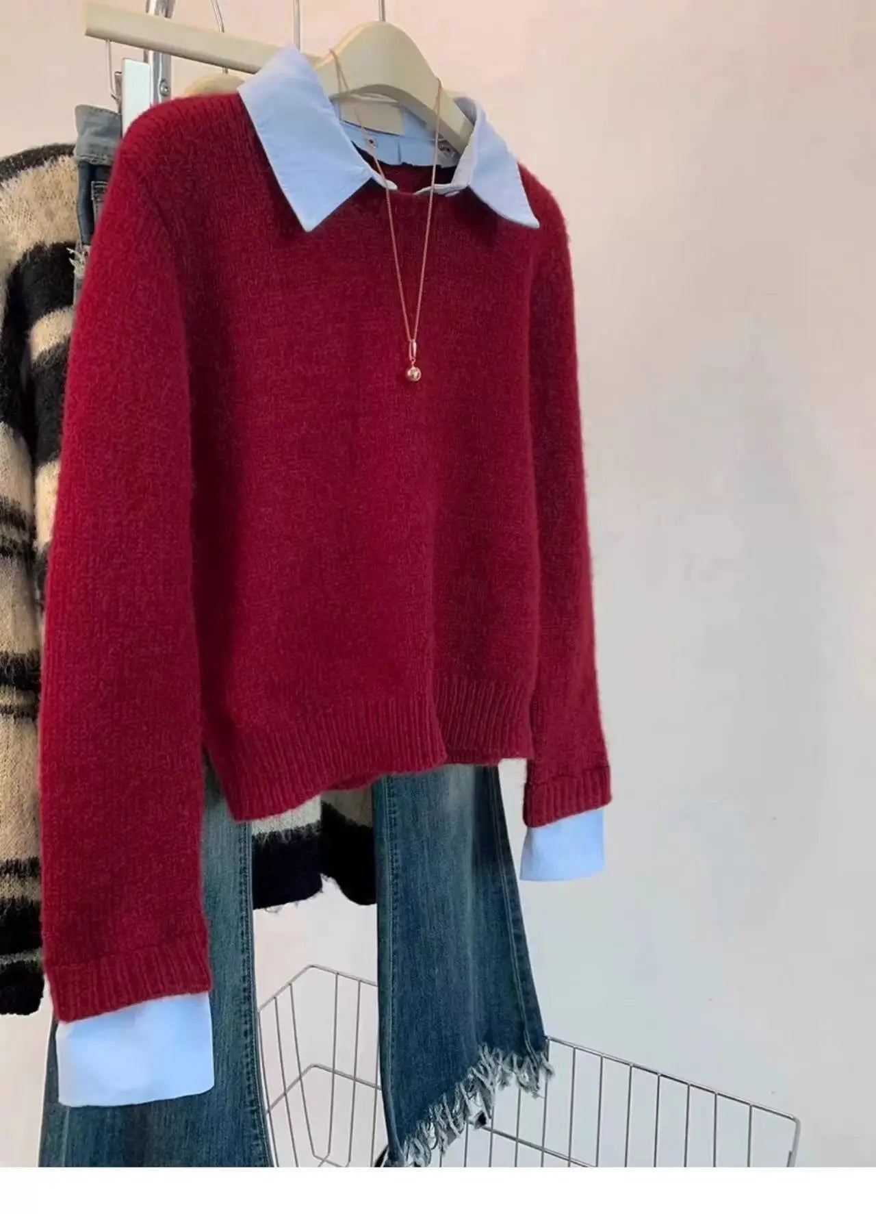 חולצה שילוב מכופתרת אלגנטי